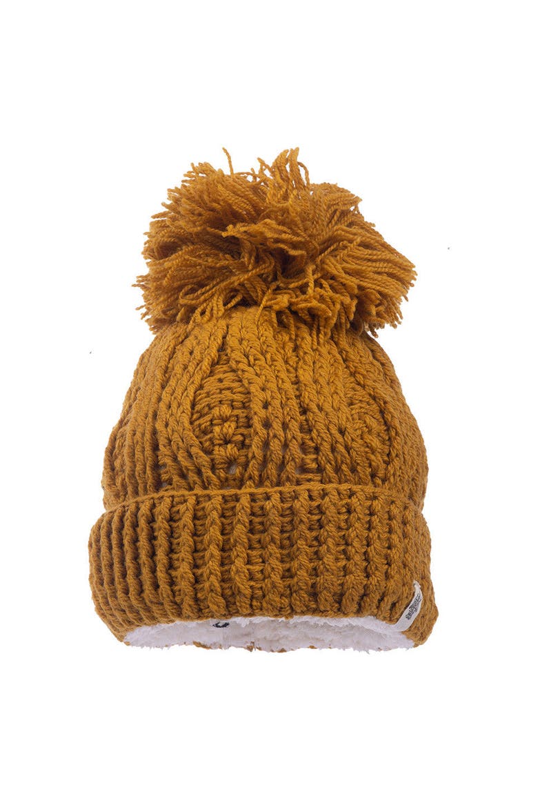 Big Pom Rib Fold Hat, Main, color, Honey