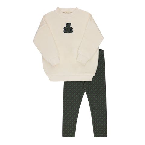 Velour Plaid Bear Collection - Sweatshirt + Leggings (Toddler, Little Kid & Big Kid)
