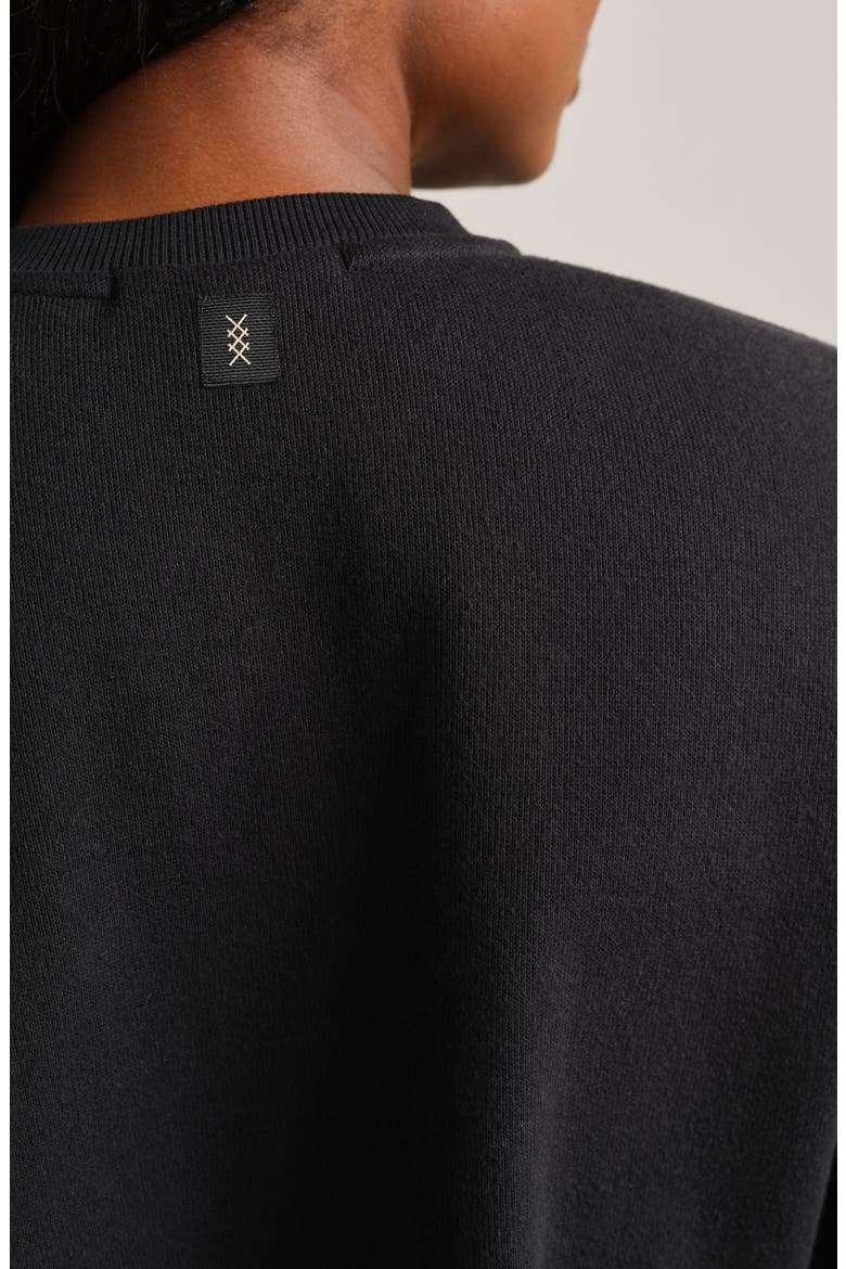 Signature Crewneck Cotton Blend Rib Sweatshirt, Alternate, color, PURE BLACK