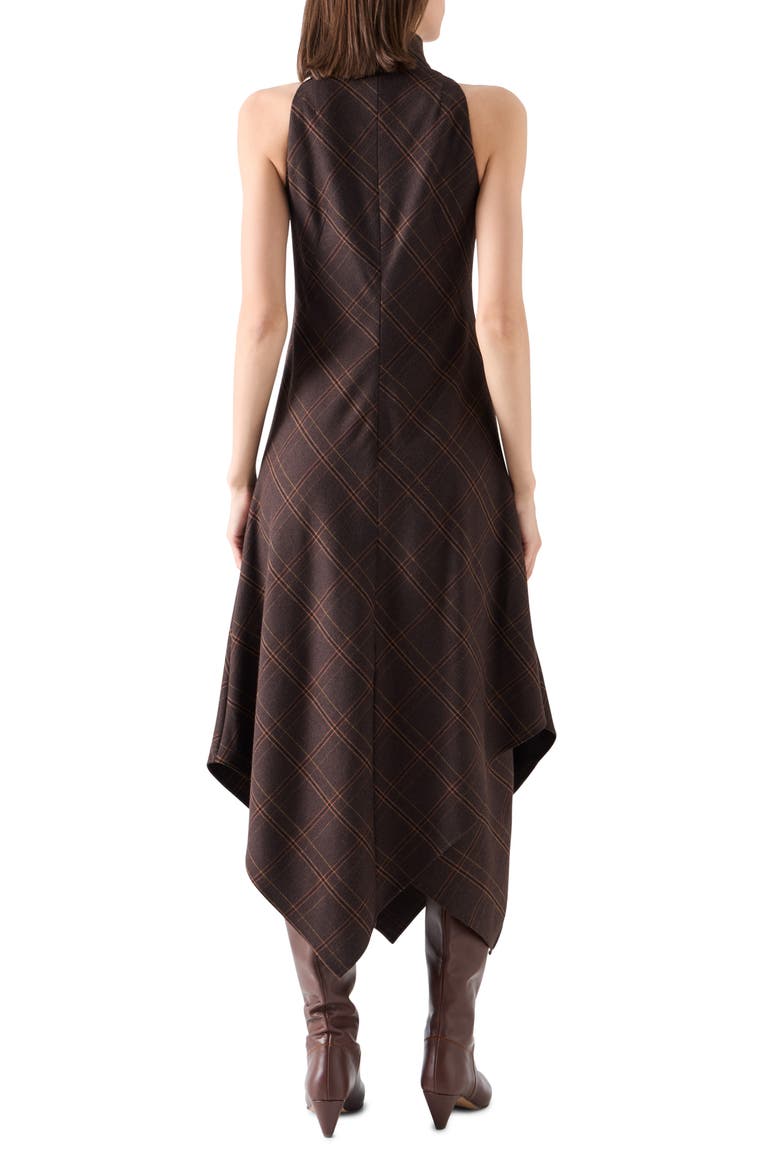 Blanket Check Sleeveless Midi Dress, Alternate, color, ESPRESSO-CARAMEL