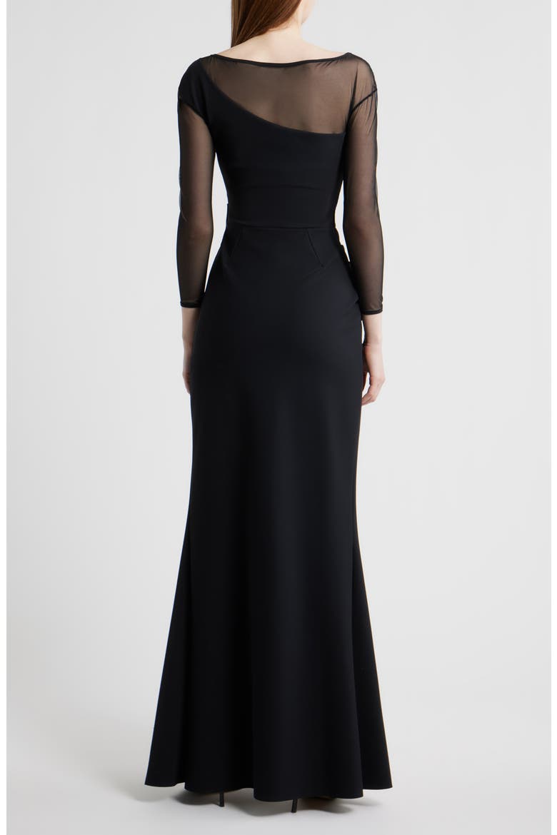 Aroma Illusion Ruffle Mermaid Gown, Alternate, color, 37 BLACK