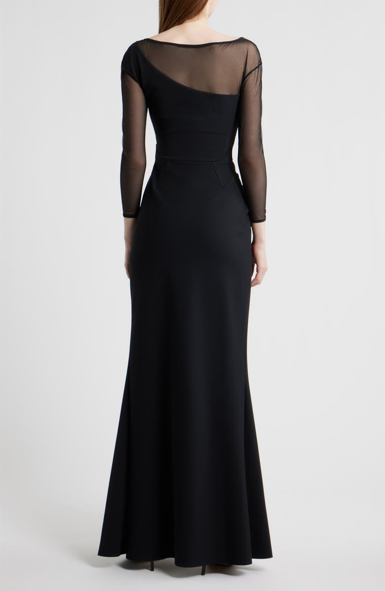 Chiara Boni La Petite Robe Aroma Illusion Ruffle Mermaid Gown, Alternate, color, 37 Black