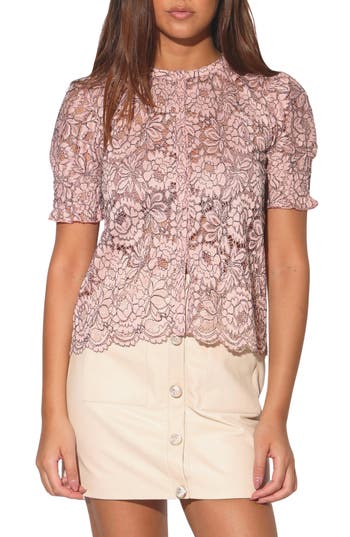WALTER BAKER WALTER BAKER AMIRA FLORAL LACE BUTTON-UP SHIRT 
