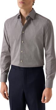 Eton Slim Fit Microprint Signature Cotton Twill Dress Shirt