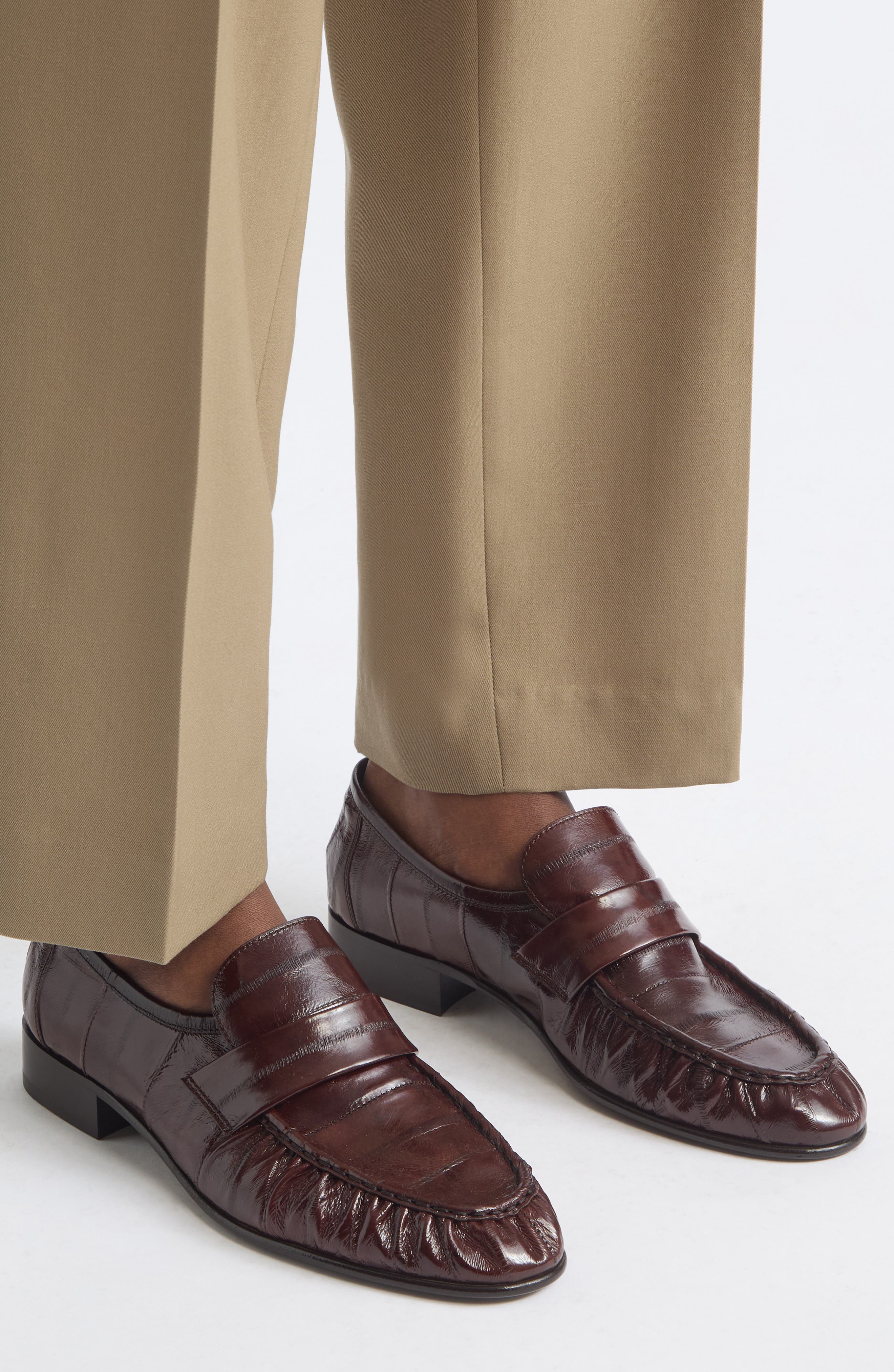 Soft Eelskin Loafer, Alternate, color, LIGHT BROWN