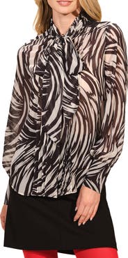 Isaac Mizrahi New York Tie Neck Button-Up Shirt