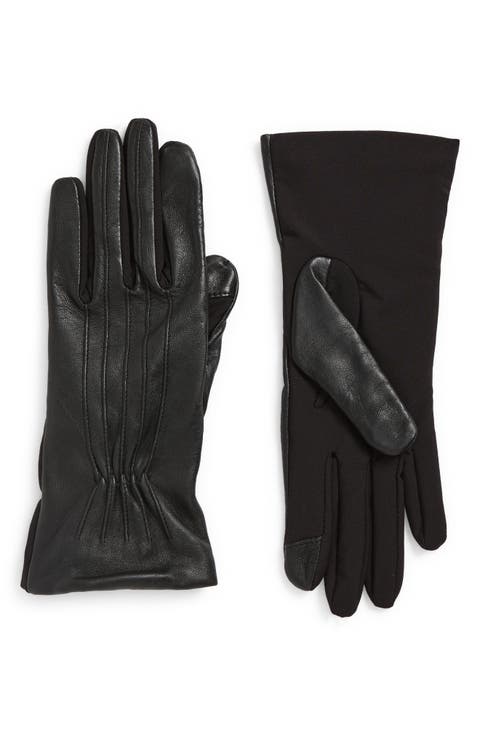 Leather Stretch Mixed Media Gloves