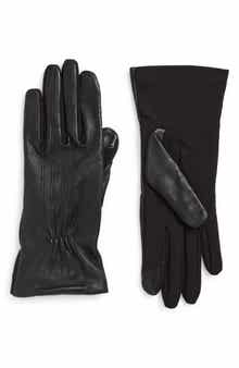 Cole Haan Leather Stretch Mixed Media Gloves