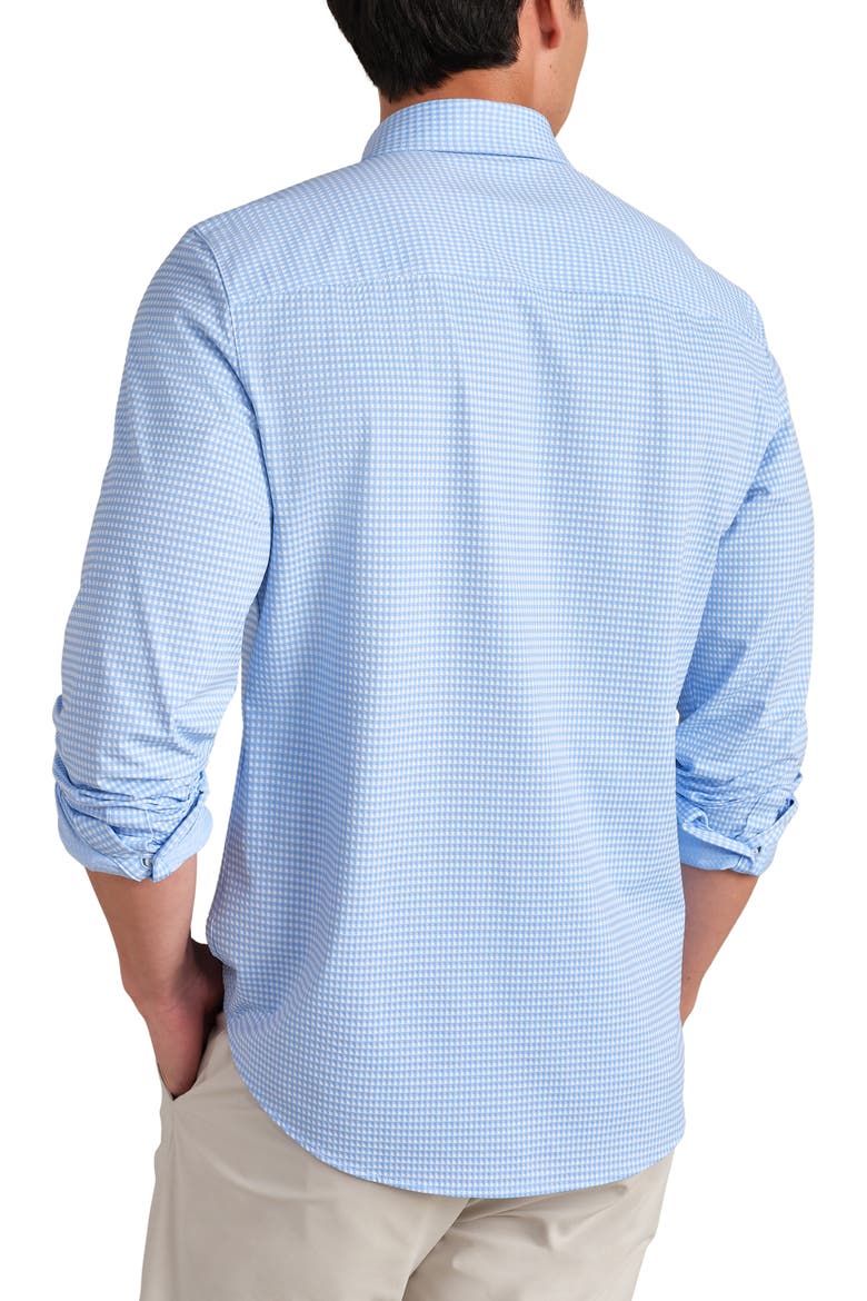 Commuter Slim Fit Gingham Check Performance Button-Up Shirt, Alternate, color, LIGHT BLUE GINGHAM