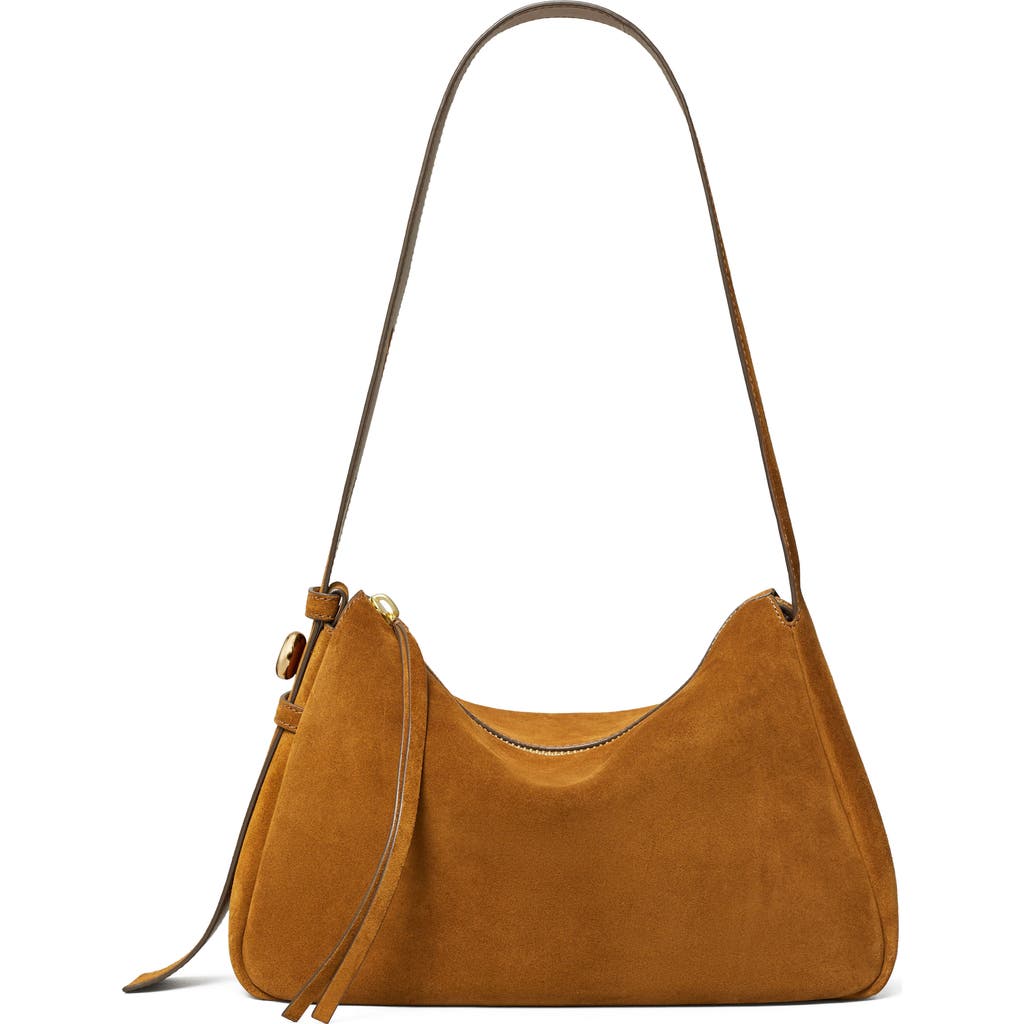 Tory Burch Romy Suede Leather Shoulder Bag In Brown