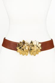 Raina Belts Floral Buckle Leather Belt