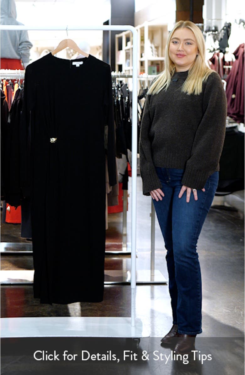 Wool Blend Drape Midi Dress, sales video thumbnail