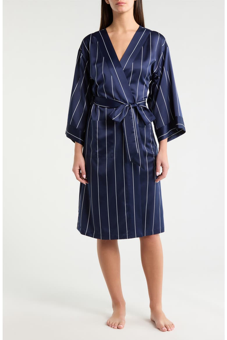 Satin Robe, Main, color, NAVY- WHITE CALM PINSTRIPE