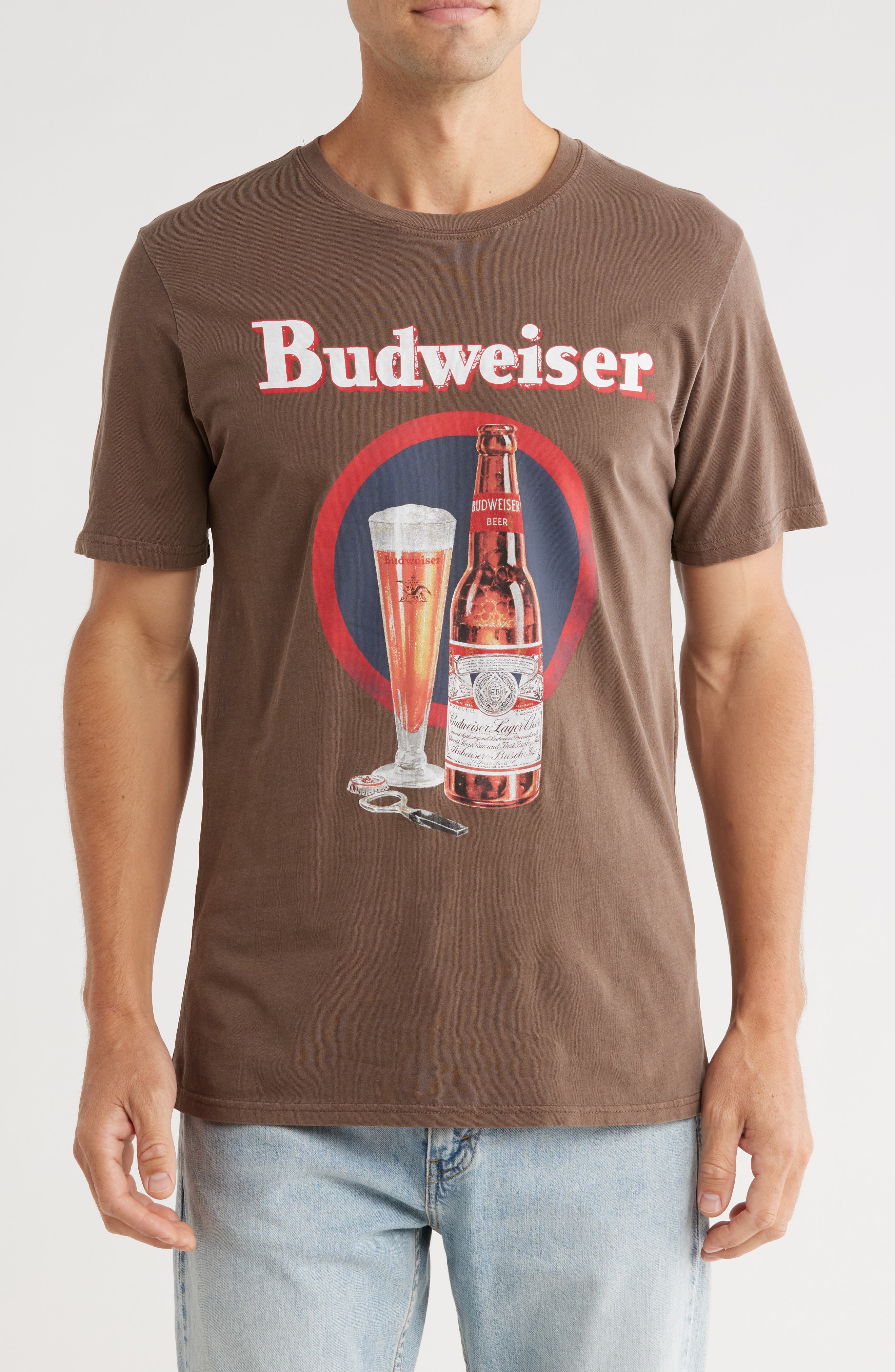 Goodie Two Sleeves Budweiser Bottle Cotton Graphic T-Shirt