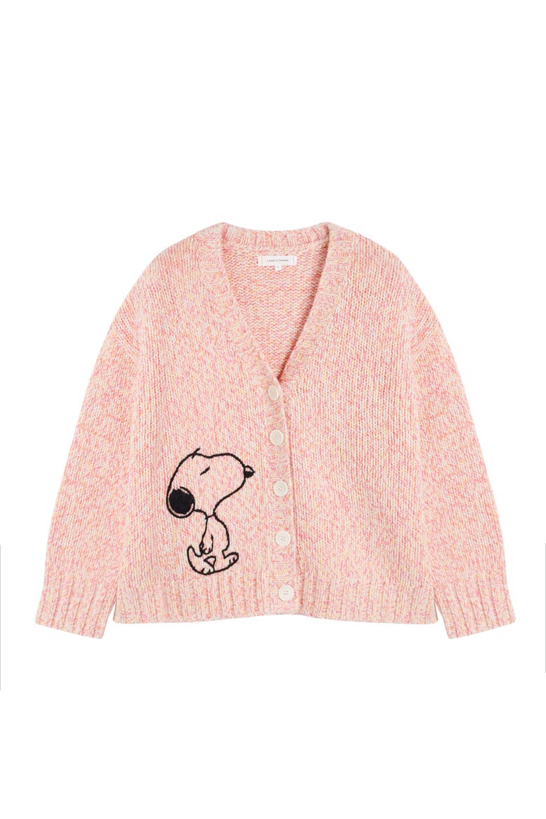 Merino Snoopy Marl Cardigan, Alternate, color, Multi Pink