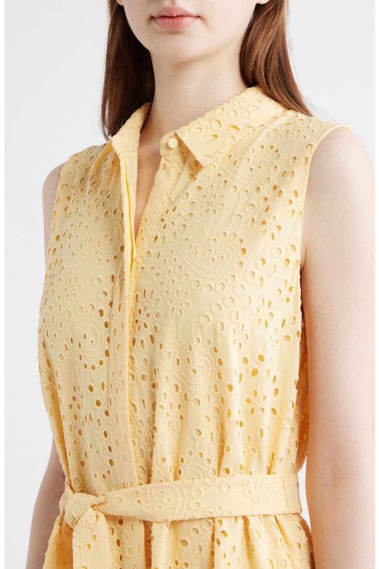 Camila Eyelet Tie Waist Sleeveless Maxi Dress, Alternate, color, CHAMOMILE