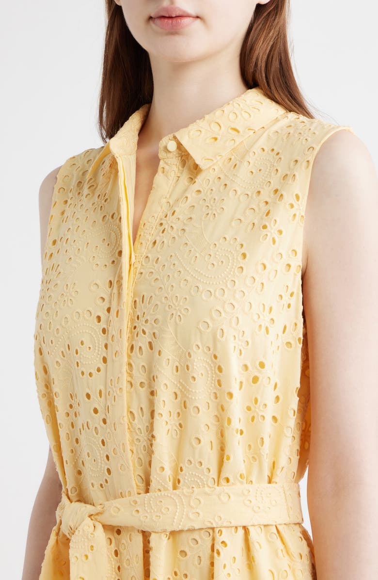 KOBI HALPERIN Camila Eyelet Tie Waist Sleeveless Maxi Dress, Alternate, color, Chamomile