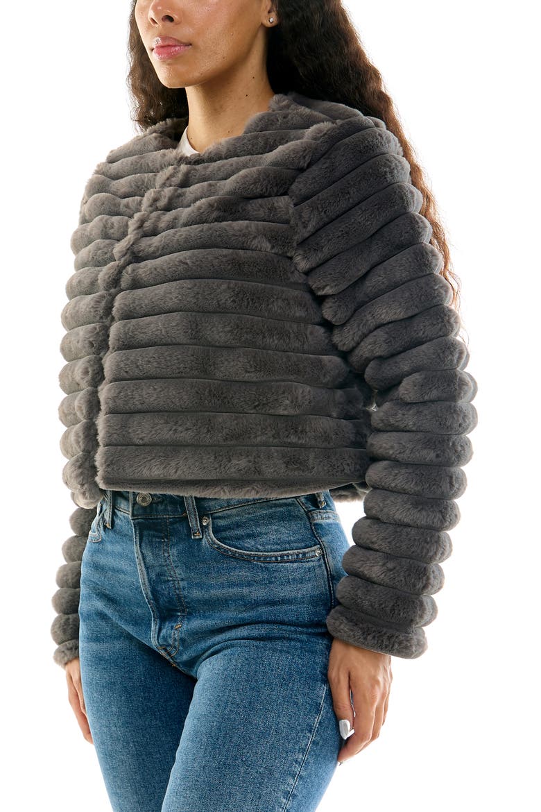 Faux Fur Long Sleeve Bolero, Alternate, color, GREY