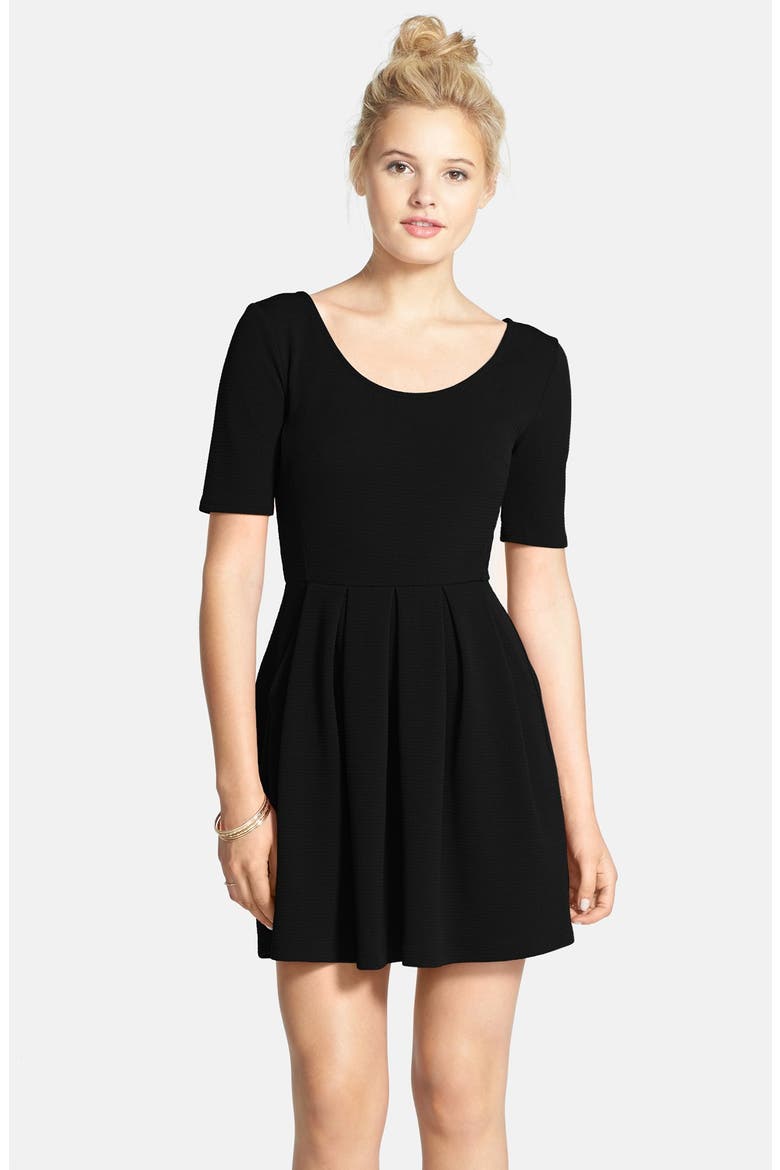 Text Knit Skater Dress, Alternate, color, BLACK