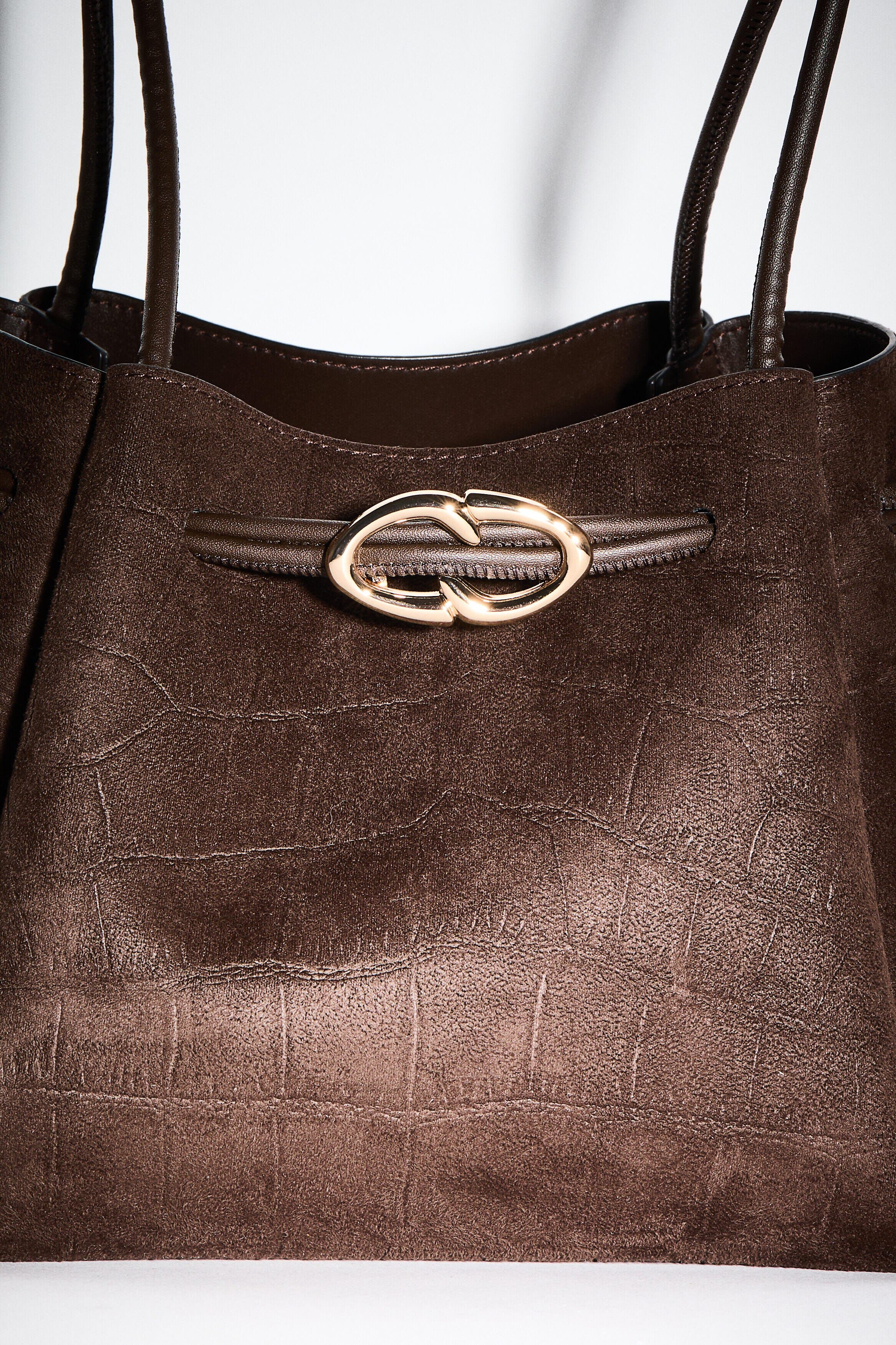 H&M Drawstring-detail Shoulder Bag, Alternate, color, Dark Brown