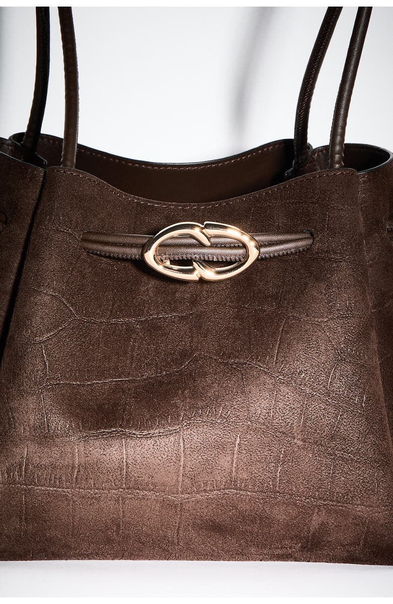 H&M Drawstring-detail Shoulder Bag, Alternate, color, Dark Brown