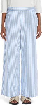 MM by Max Mara Arley Stripe Wide Leg Cotton Pants