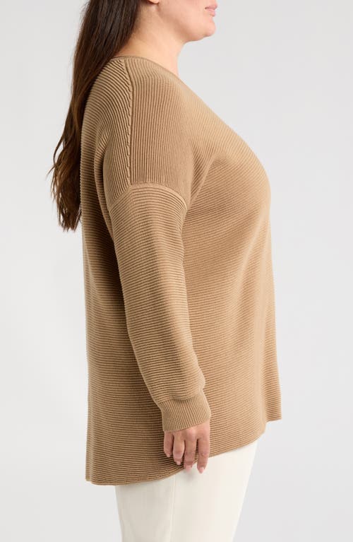 Eileen Fisher Ottoman Stitch Tunic Sweater In Biscuit