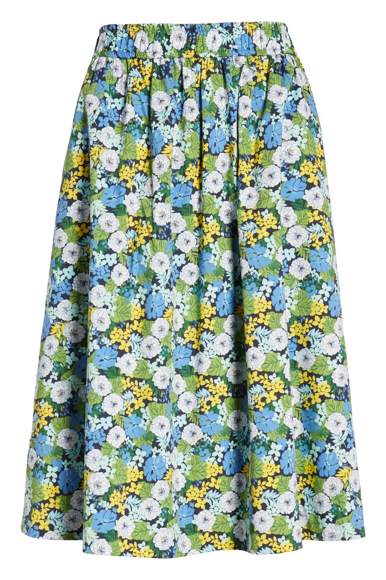 Pull-On Poplin Skirt, Alternate, color, BLUE PALM FLORAL