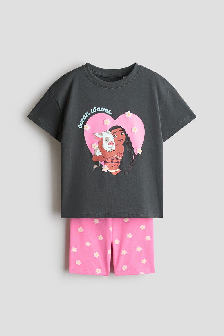 2-piece Printed Cotton Set, Main, color, Dark gray/Moana