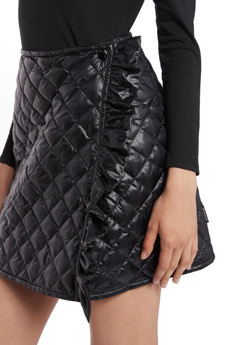 Moncler Diamond Quilted Ruffle Down Miniskirt, Alternate, color, 