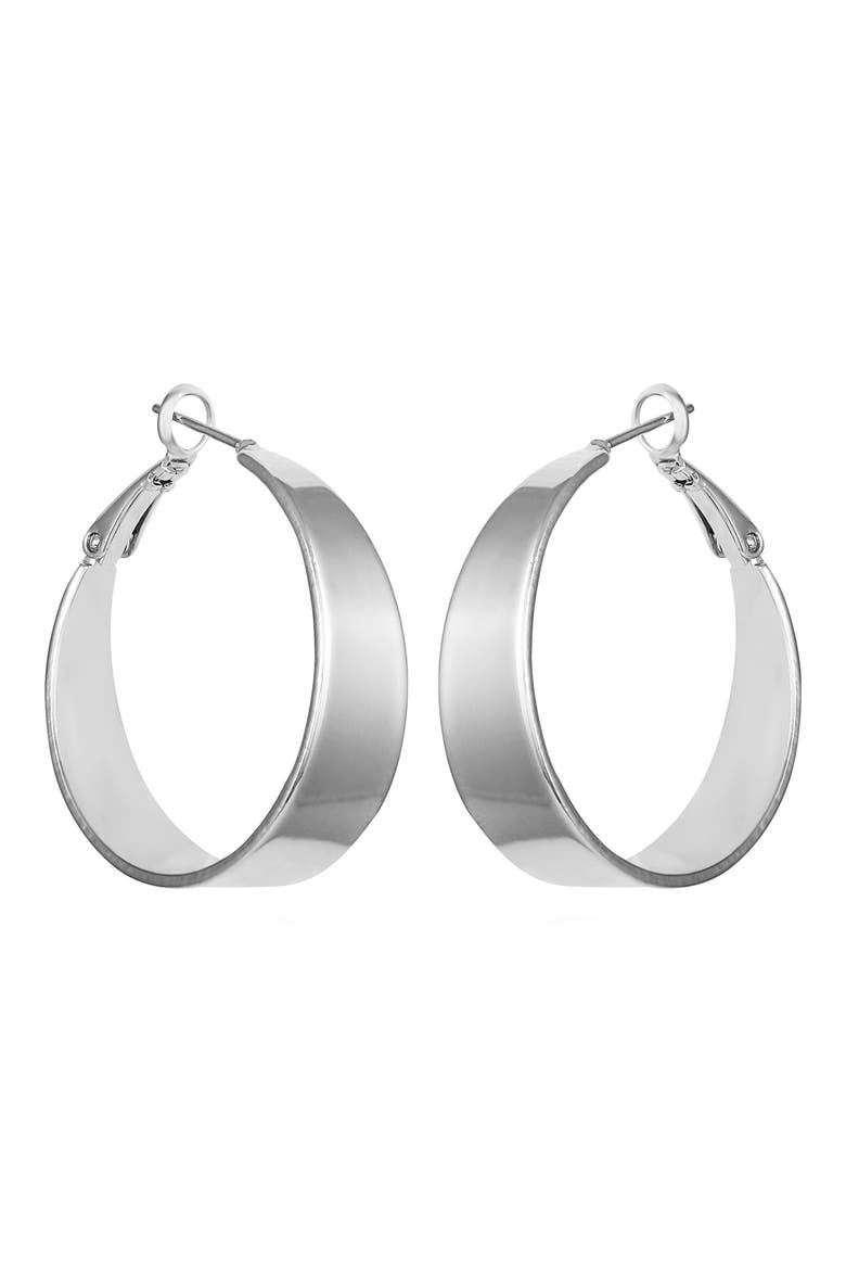 Wide Hoop Earrings, Main, color, SILVER