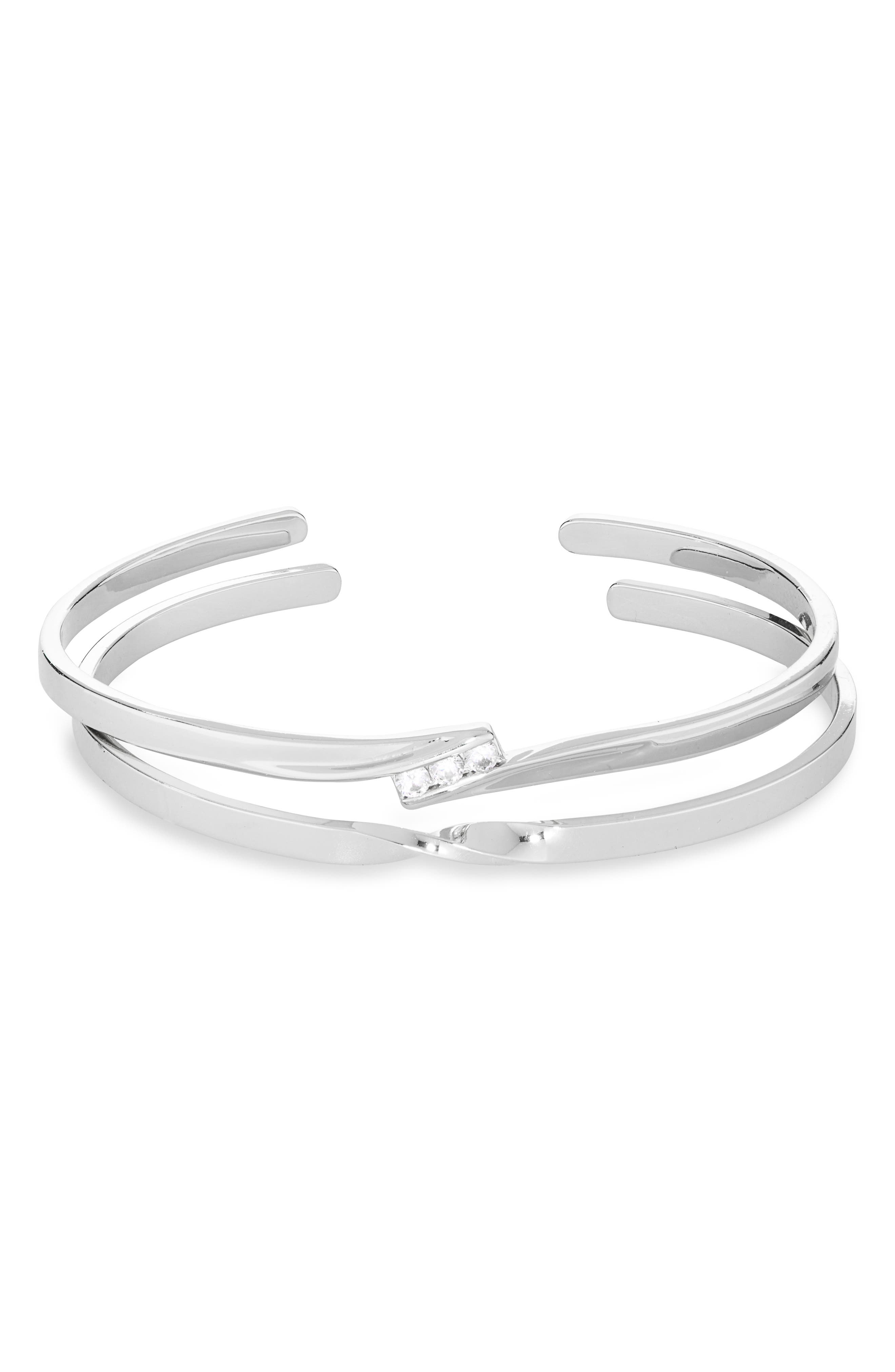 2-Pack Cubic Zirconia & Twist Cuff Bracelets
