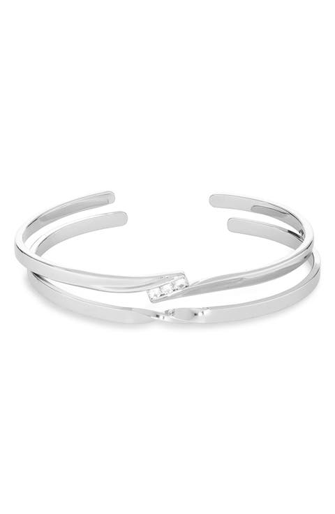 2-Pack Cubic Zirconia & Twist Cuff Bracelets