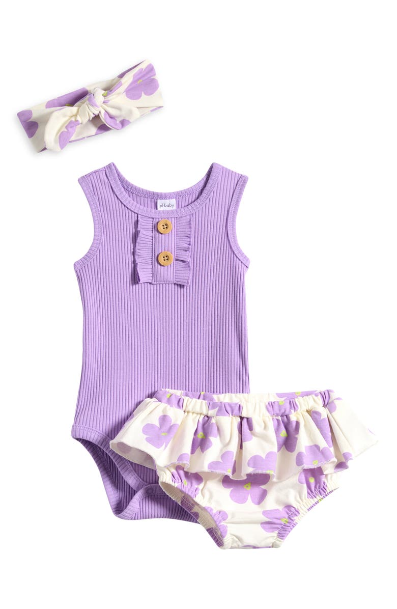 PL Baby by Petit Lem Bodysuit, Bloomers & Headband Set, Main, color,