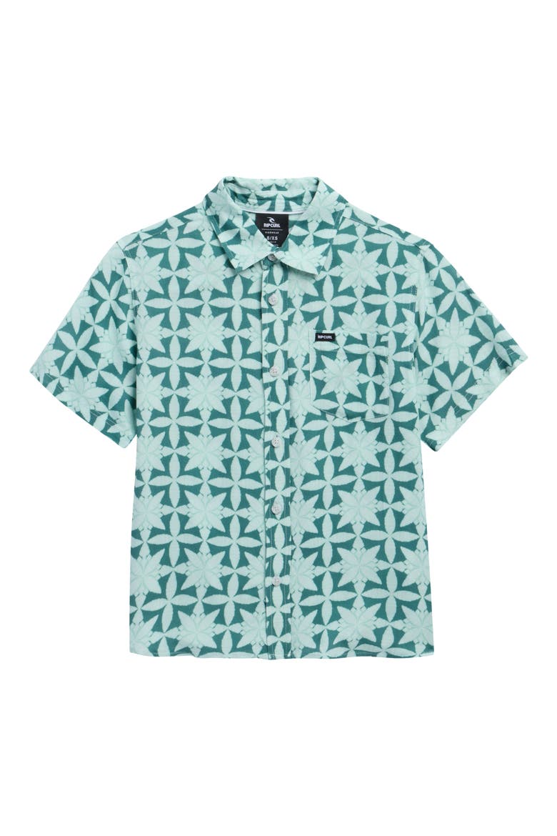 Kids' Pacific Rinse Short Sleeve Button-Up Shirt, Main, color, MOSS