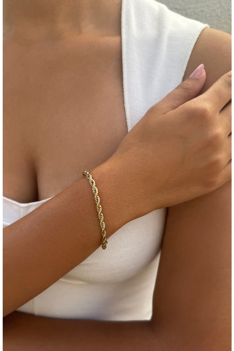 18K Gold Plated Stainless Steel Rope Chain Bracelet, Alternate, color, GOLD