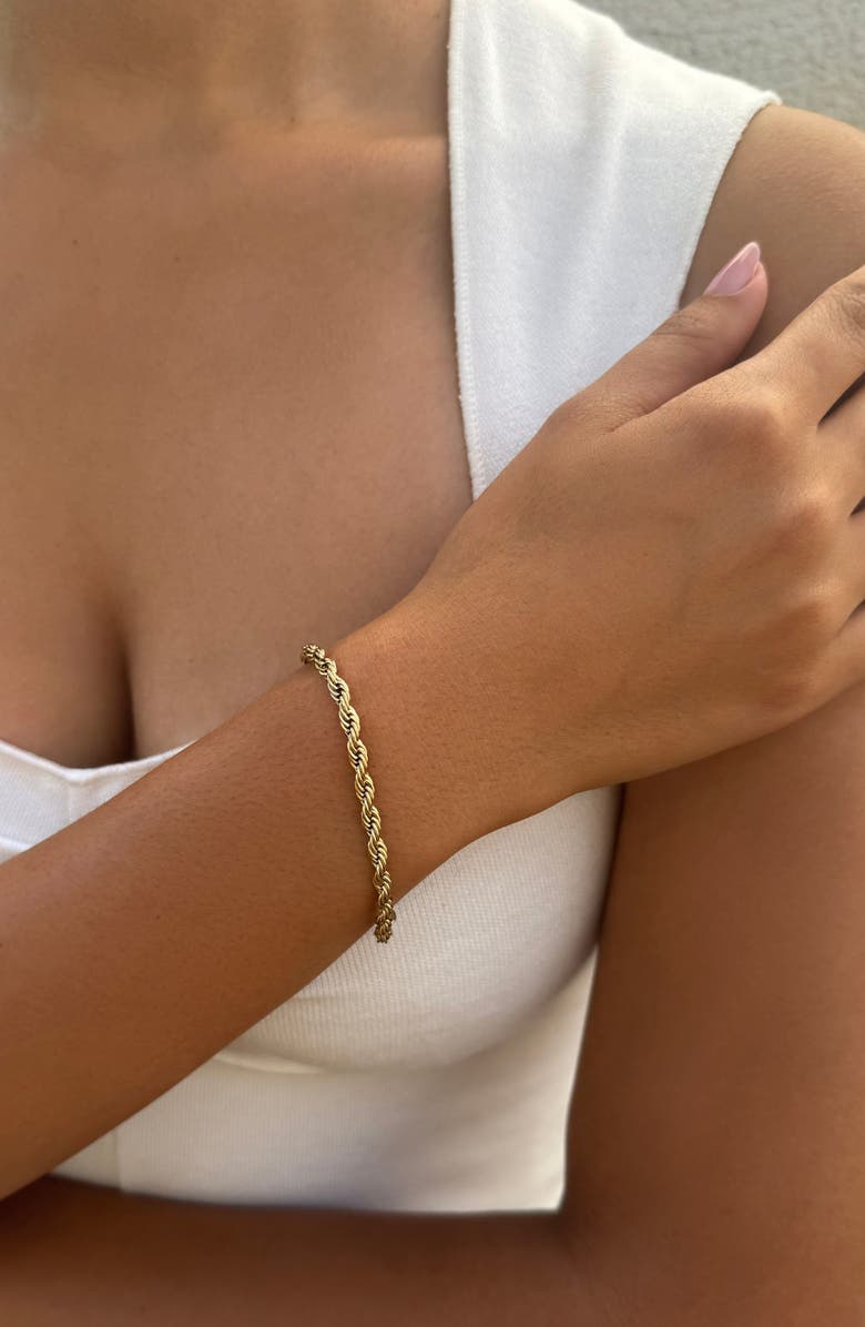 Adornia 18K Gold Plated Stainless Steel Rope Chain Bracelet, Alternate, color, Gold