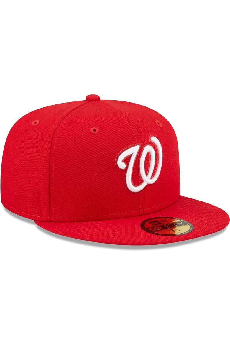 Men's New Era Red Washington Nationals White Logo 59FIFTY Fitted Hat, Alternate, color, Red