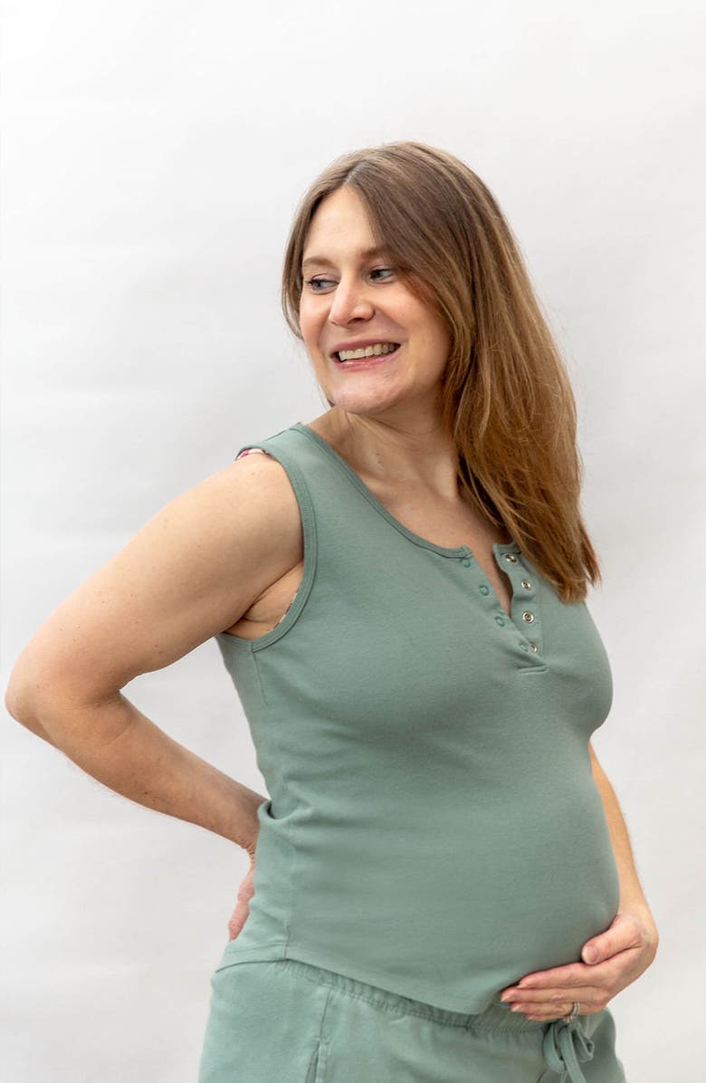 Of an Origin Organic Cotton Henley Nursing Lounge Tank, Alternate, color, 
