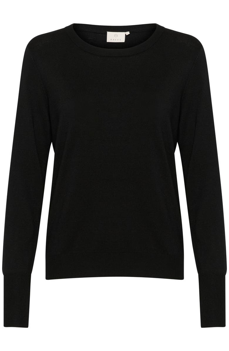 Kaffe KAlizza Round Neck Regular Fit Pullover, Alternate, color, Black Deep