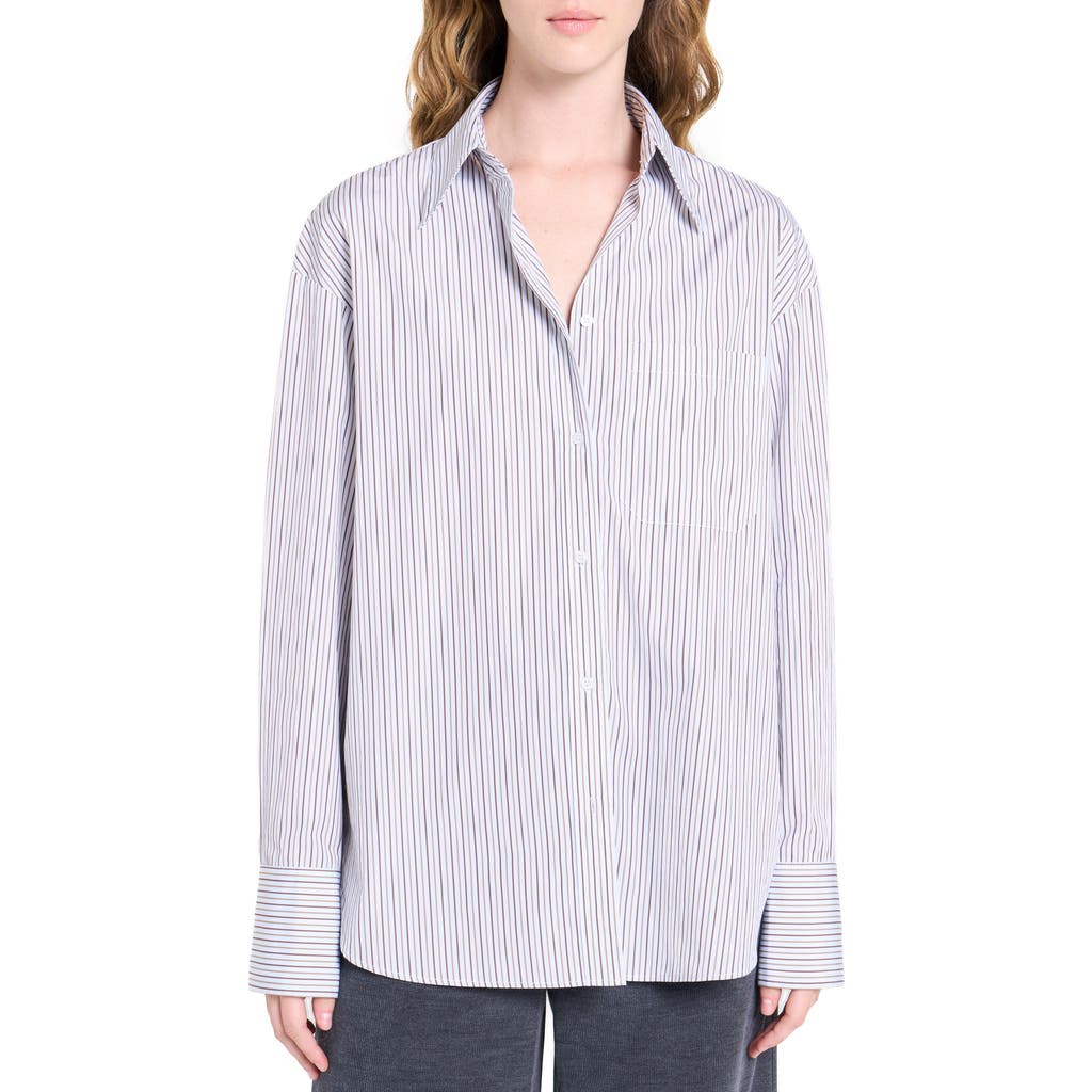 Twp Big Joe Stripe Cotton Button-up Shirt In White
