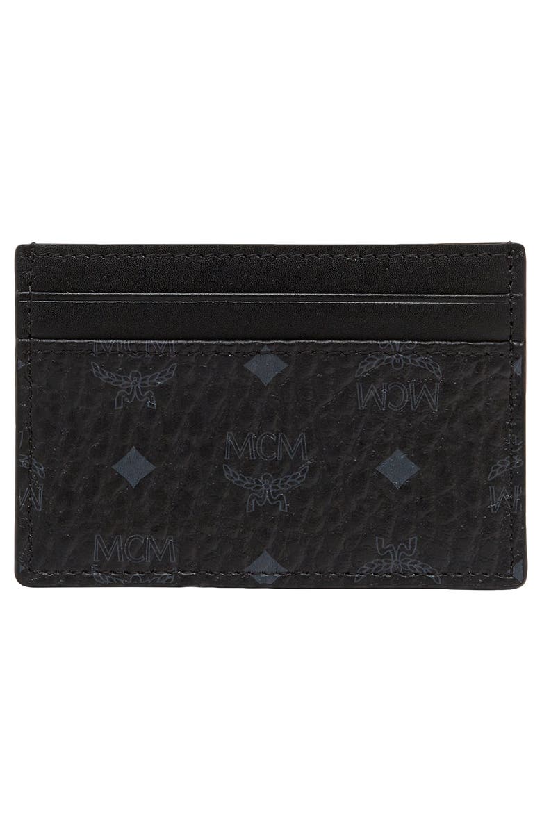 MCM Mini Visetos Coated Canvas Card Case, Alternate, color,