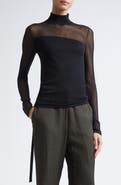 Jason Wu Collection Sheer Inset Merino Wool Turtleneck Sweater