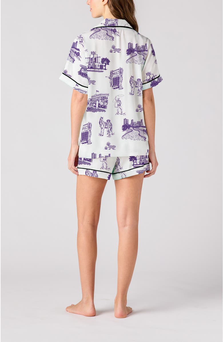Katie Kime Fort Worth Toile Shorts Set, Alternate, color, Purple