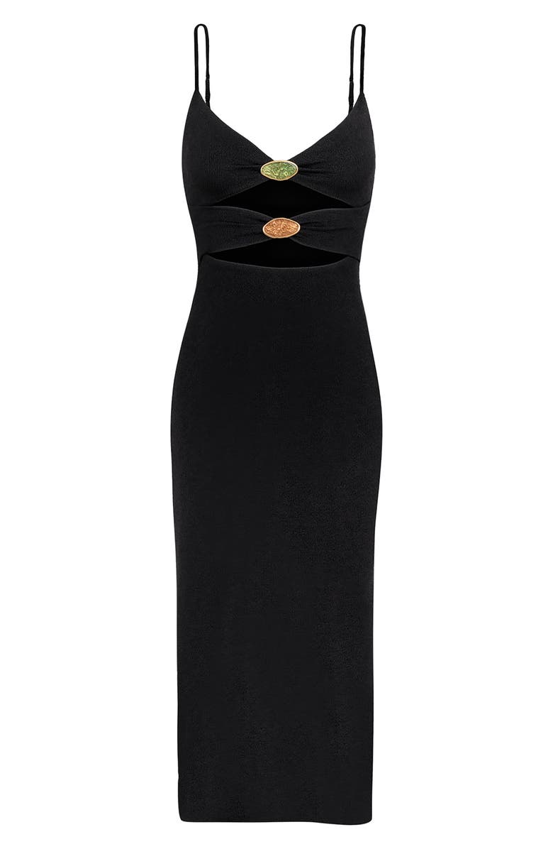 ViX Paula Hermanny Petra Cutout Detail Cover Up Midi Dress, Alternate, color, Black