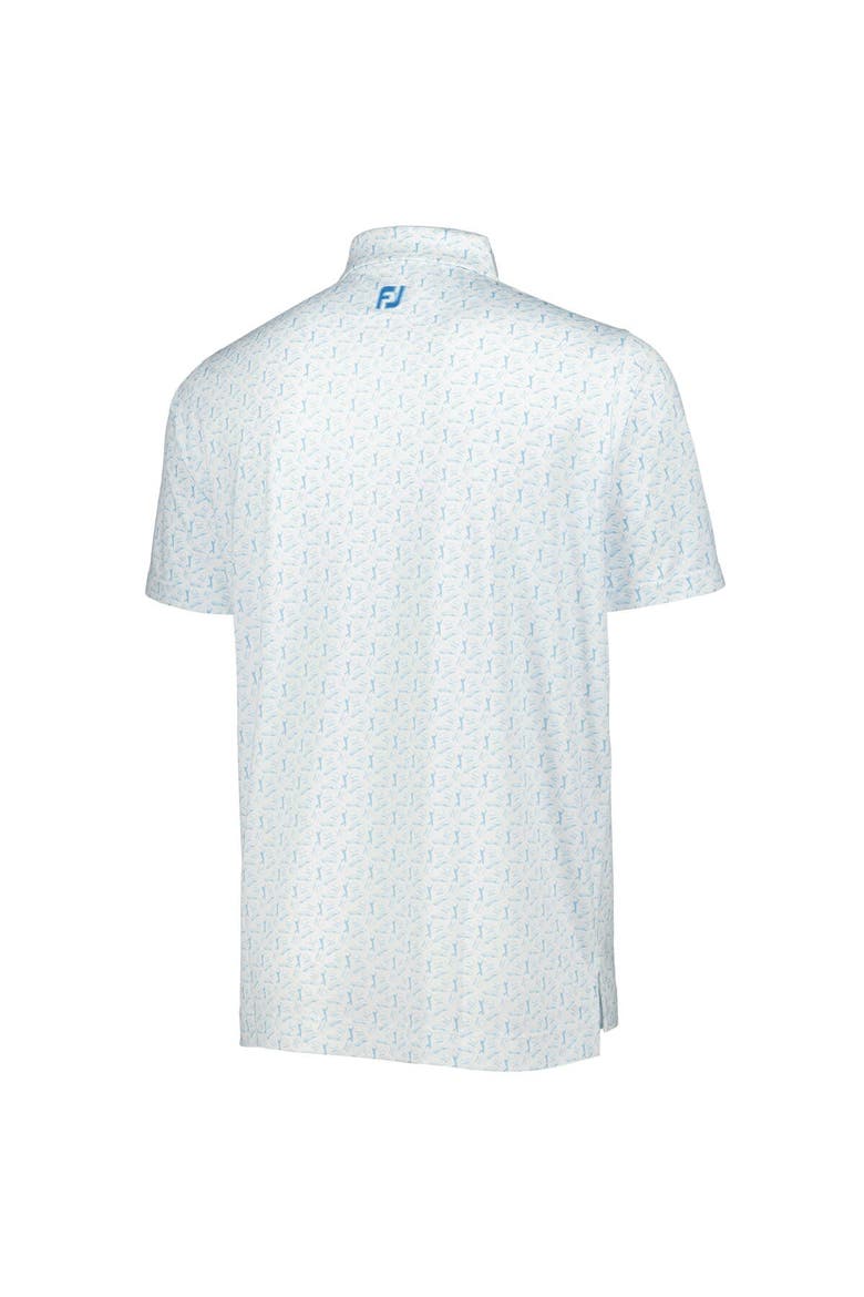 Men's FootJoy White/Light Blue THE PLAYERS Allover Print ProDry Polo, Alternate, color, White