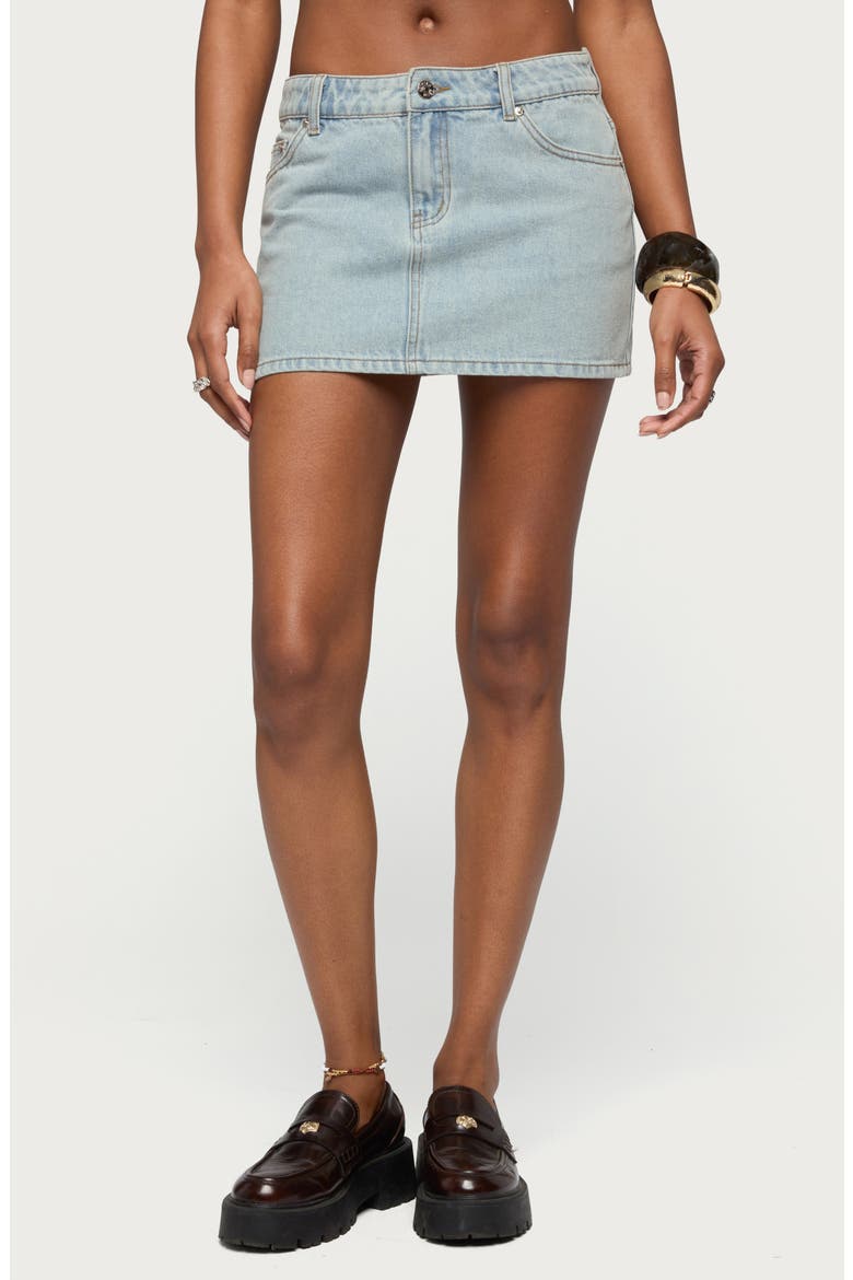 Spencer Denim Micro Miniskirt, Main, color, LIGHT-BLUE-WASHED