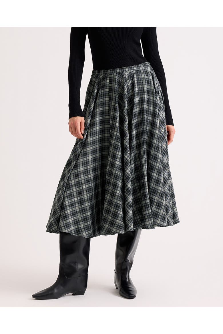 Plaid Check Full Skirt, Main, color, Grey
