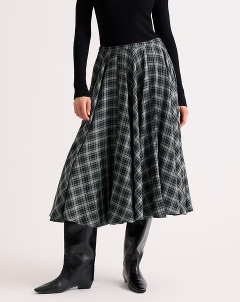 Plaid Check Full Skirt