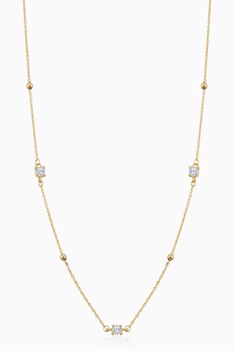 14K Yellow Gold Seeing Sparks Station Necklace